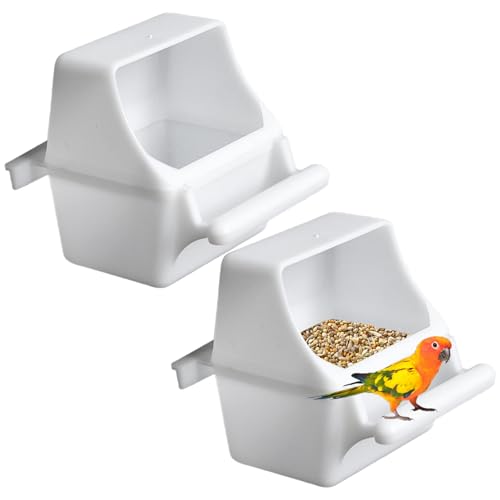 Vogelkäfig-Feeder 2PCS 3x2x3.5 spritzbrichtssicherer weißer Plastikbird-Vogelhäuschen für Käfig mit Barsch für Papagei, Sichtstand, Lovebird, Schalen für, für Vogelkäfig-Feeder 2PCS 3x2x3.5 spritzbrichtssicherer weißer Plastikbird-Vogelhäuschen für Käfig mit Barsch für Papagei, Sichtstand, Lovebird, Schalen für, für von Ligeinsrk