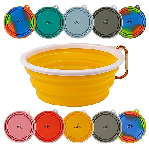 Ligo - EBBY 2PCS Hundenapf, Reisenapf, tragbarer Wassernapf und Futternapf, faltbarer Napf mit Karabiner (Gelb) M von Ligo