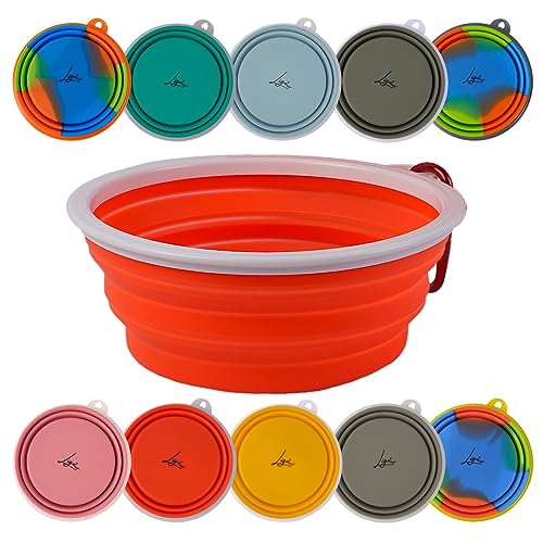 Ligo - EBBY 2PCS Hundenapf, Reiseschüssel, tragbarer Futternapf für Wasser und Futter, zusammenklappbarer Napf mit Karabiner (ROT) von Ligo