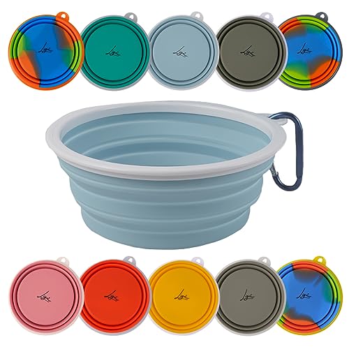 Ligo - EBBY 2PCS Hundenapf Hundenapf Reisenapf Tragbarer Wassernapf Futternapf Faltbarer Napf mit Karabiner (BLU CIELO) L von Ligo