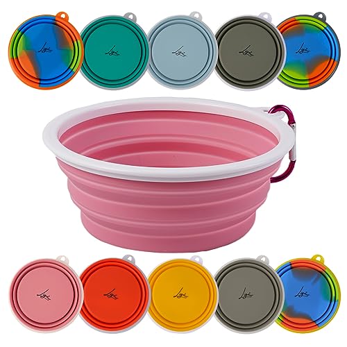 Ligo - EBBY 2PCS Hundenapf Reisenapf Tragbarer Wassernapf Futternapf Faltbarer Futternapf mit Karabiner (Rosa) L von Ligo