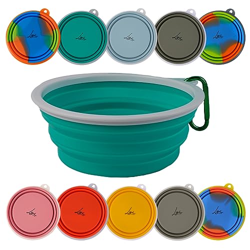 Ligo - EBBY 2PCS Hundenapf Reisenapf Tragbarer Wassernapf Futternapf Faltbarer Napf mit Karabiner (Hellblau) L von Ligo
