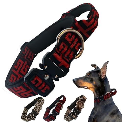 Strapazierfähiges Hundehalsband mit einzigartigem Leoparden-Totem-Design, verstellbares, strapazierfähiges Nylon-Halsband, Metallschnalle für große Hunde, mutiger Stil für Training und von Lihtaiyi