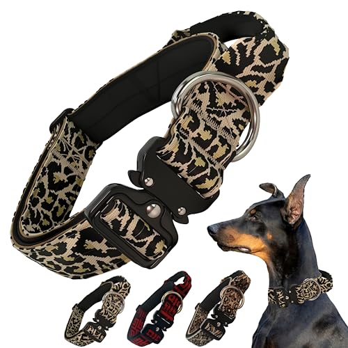 Strapazierfähiges Hundehalsband mit einzigartigem Leoparden-Totem-Design, verstellbares, strapazierfähiges Nylon-Halsband, Metallschnalle für große Hunde, mutiger Stil für Training und Strapazierfähiges Hundehalsband mit einzigartigem Leoparden-Totem-Design, verstellbares, strapazierfähiges Nylon-Halsband, Metallschnalle für große Hunde, mutiger Stil für Training und von Lihtaiyi