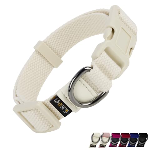 Likesing Atmungsaktives Hundehalsband für kleine Hunde, verstellbares Halsband für Mädchen, Jungen, mit Schnellverschluss-Schnalle, D-Ring, weich, bequem, farbecht, Beige, Welpenhalsband für XS Likesing Atmungsaktives Hundehalsband für kleine Hunde, verstellbares Halsband für Mädchen, Jungen, mit Schnellverschluss-Schnalle, D-Ring, weich, bequem, farbecht, Beige, Welpenhalsband für XS von Likesing