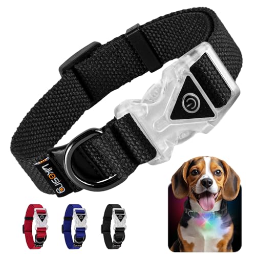 Likesing Kleines beleuchtetes Hundehalsband, Baumwolle, für Mädchen und Jungen, beleuchtetes Hundehalsband für Nacht, IP67 wasserdicht, beleuchtetes Hundehalsband für kleine Hunde mit Schnalle, D-Ring Likesing Kleines beleuchtetes Hundehalsband, Baumwolle, für Mädchen und Jungen, beleuchtetes Hundehalsband für Nacht, IP67 wasserdicht, beleuchtetes Hundehalsband für kleine Hunde mit Schnalle, D-Ring von Likesing