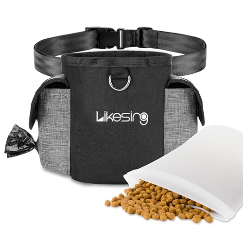 Likesing Leckerlibeutel für Hunde mit Silikon-Snackbeutel, 2 Tassen, Leckerlibeutel für Haustier-Training mit Klicker, stärkerer Magnetverschluss, 2 Tragevarianten, Schwarz / Grau Likesing Leckerlibeutel für Hunde mit Silikon-Snackbeutel, 2 Tassen, Leckerlibeutel für Haustier-Training mit Klicker, stärkerer Magnetverschluss, 2 Tragevarianten, Schwarz / Grau von Likesing