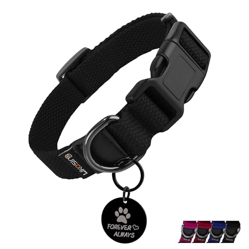 Likesing Weiches Hundehalsband aus Baumwolle, Schnellverschluss-Hundehalsband mit Schnalle, strapazierfähig, verstellbar, für XS, kleine, mittelgroße und große Hunde, farbechte Hundehalsbänder mit Likesing Weiches Hundehalsband aus Baumwolle, Schnellverschluss-Hundehalsband mit Schnalle, strapazierfähig, verstellbar, für XS, kleine, mittelgroße und große Hunde, farbechte Hundehalsbänder mit von Likesing