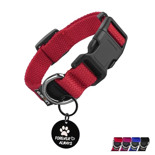 Likesing Weiches Hundehalsband aus Baumwolle, Schnellverschluss-Hundehalsband mit Schnalle, strapazierfähig, verstellbar, für XS, kleine, mittelgroße und große Hunde, farbechte Hundehalsbänder mit Likesing Weiches Hundehalsband aus Baumwolle, Schnellverschluss-Hundehalsband mit Schnalle, strapazierfähig, verstellbar, für XS, kleine, mittelgroße und große Hunde, farbechte Hundehalsbänder mit von Likesing