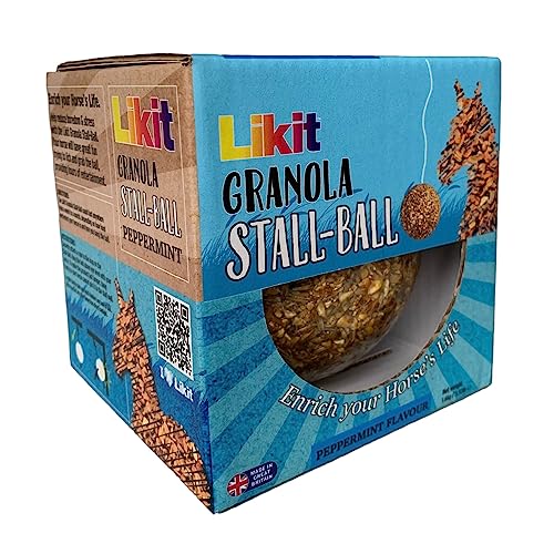 Likit Granola Stallball Pferdeleckerli 1,6 kg | Aromen Apfel, gemischte Beere, Pfefferminze, Melasse | Langanhaltend, Langeweile & Stressabbau | 1,6 kg von Likit