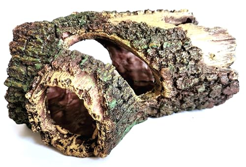 LIKWOTOK Reptilienversteck, Baumrindenstruktur, Reptilienhöhle, Kunstharz, Schildkrötenversteck, Aquarium-Dekoration für Reptilien, Amphibien, Leopardengecko, Eidechse, Schlange, Schildkröte, Fische von Likwotok