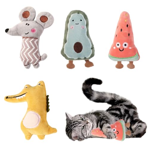 Lilbitty 4 Stück Katzenminzen Spielzeug, Katzenspielzeug mit Katzenminze, Katzenspielzeug Selbstbeschäftigung Catnip Toy Cat Toys, Katzenminze Kissen Plüsch Spielzeug von Lilbitty