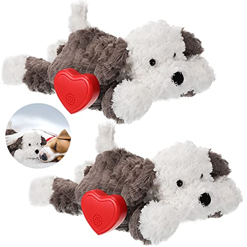 Liliful 2 Pack Puppy Heartbeat Toy Snuggle Stuffed Puppy for Sleep Aid Plush Animals Dog Toy with Beating Heart Relief Trennung Angst Training Verhalten von Liliful