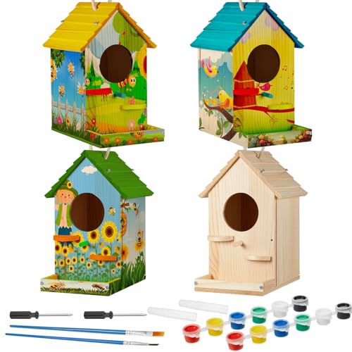Liliful Vogelhaus-Set zum Selbermachen, Vogelhaus aus Holz mit Farbe und Pinseln, Kunst und Handwerk, Malsets für Jungen, Mädchen, Erwachsene, zum Basteln, Spaß, Klassenzimmer, Geburtstag, Innen- und Liliful Vogelhaus-Set zum Selbermachen, Vogelhaus aus Holz mit Farbe und Pinseln, Kunst und Handwerk, Malsets für Jungen, Mädchen, Erwachsene, zum Basteln, Spaß, Klassenzimmer, Geburtstag, Innen- und von Liliful