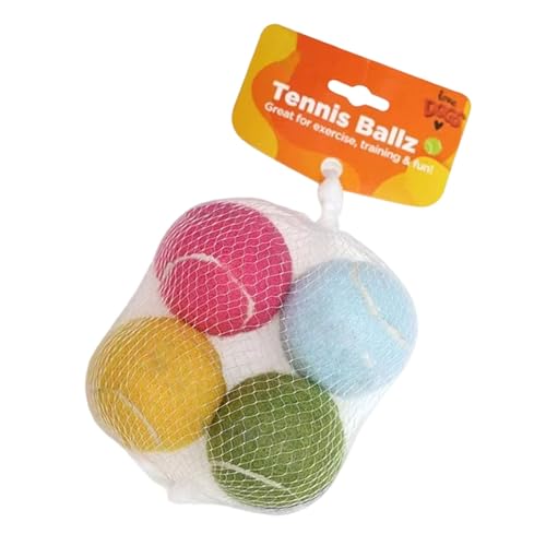 Lilinzhi Bunte Hundekauen Spielzeugkugel Mit Ergonomischer Textur Für Die Reinigung Der Zähne Und Hohe Elastizität Hundequietschende Tenniskugel Set von Lilinzhi