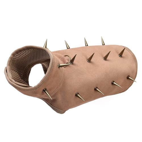 Lilinzhi Lederhund Schutzweste Mit Metallnieten Atmungsaktivem Stoff Freien Sicherheitsausrüstung Kleine Rassen Ergonomische Hundeteilung Weste von Lilinzhi