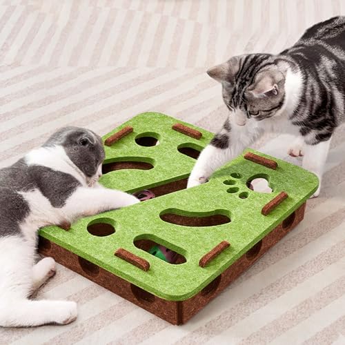 Lilinzhi Mehrzweck-Katzen-Aktivitätspuzzle-Box, Spielzeug mit abnehmbaren Glocken, Ball verbessert Intelligenz und Flexibilität, Katzen-Puzzle-Labyrinth von Lilinzhi