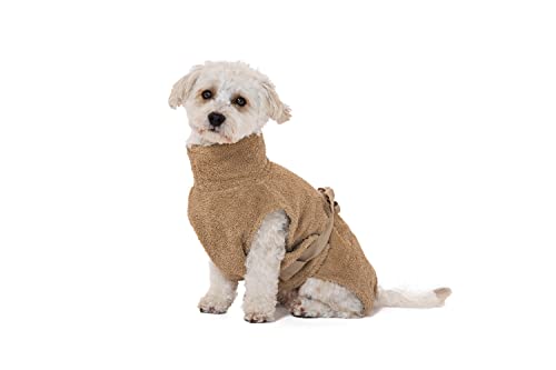 Lill's Hundebademantel, 100% Bio-Baumwolle, Organic, Sand (Beige/Creme) (4XS: 30 cm Rückenlänge) von Lill's