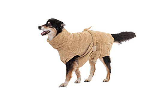 Lill's Hundebademantel, 100% Bio-Baumwolle, Organic, Sand (Beige/Creme) (S: 50 cm Rückenlänge) von Lill's