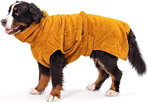 Lill's Hundebademantel, 100% Bio-Baumwolle, Organic Amber (Gelb) (3XL: 75 cm Rückenlänge) von Lill's