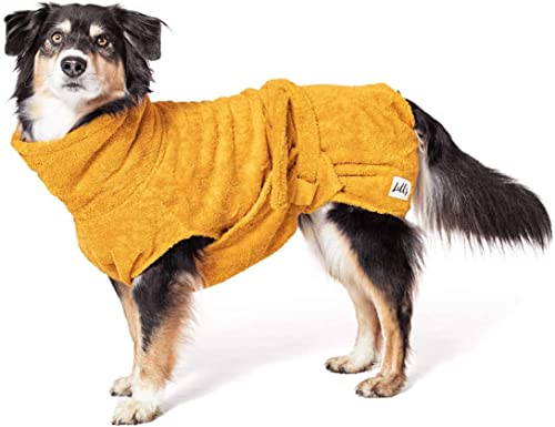 Lill's Hundebademantel, 100% Bio-Baumwolle, Organic Amber (Gelb) (S: 50 cm Rückenlänge) von Lill's