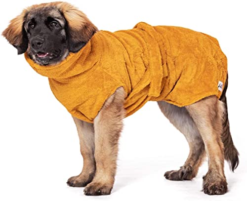 Lill's Hundebademantel, 100% Bio-Baumwolle, Organic Amber (Gelb) (XL: 65 cm Rückenlänge) von Lill's