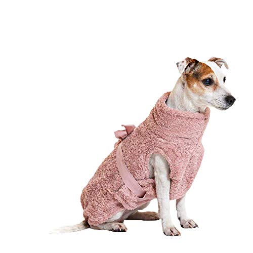 Lill's Hundebademantel, 100% Bio-Baumwolle, Organic Pinkberry (Rosa/Pink) (3XS: 35 cm Rückenlänge) von Lill's
