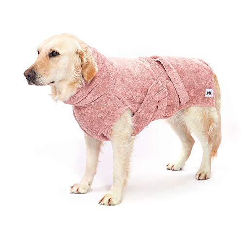 Lill's Hundebademantel, 100% Bio-Baumwolle, Organic Pinkberry (Rosa/Pink) (M: 55 cm Rückenlänge) von Lill's