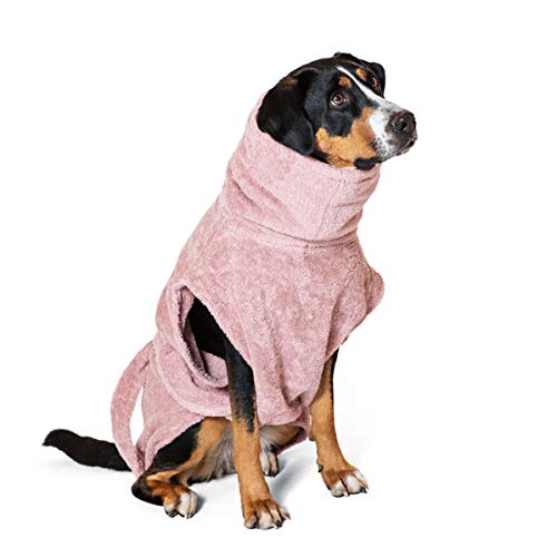 Lill's Hundebademantel, 100% Bio-Baumwolle, Organic Pinkberry (Rosa/Pink) (XL: 65 cm Rückenlänge) von Lill's
