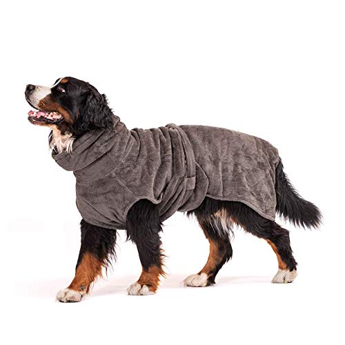 Lill's Hundebademantel, 100% Bio-Baumwolle, Organic Stone Grey (Grau) (3XL: 75 cm Rückenlänge) von Lill's
