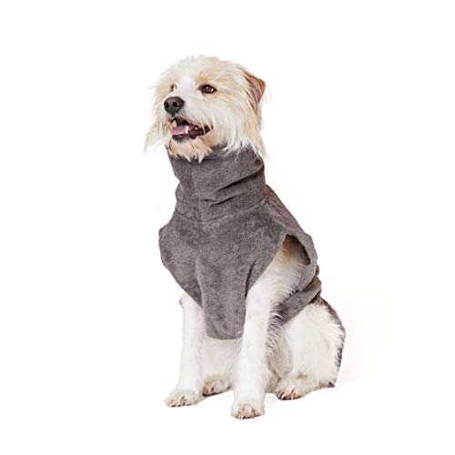 Lill's Hundebademantel, 100% Bio-Baumwolle, Organic Stone Grey (Grau) (XS: 45 cm Rückenlänge) von Lill's