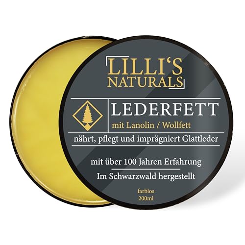 Lillis Naturals Lederfett farblos mit Lanolin (Wollfett) für Schuhe Sattel Jacke Gürtel 200ml von Lilli's Naturals