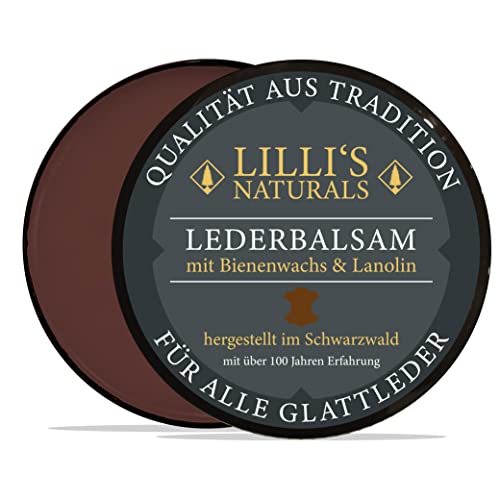 Lillis Lederpflegebalsam braun für Schuhe Jacken Auto Ledermöbel Sattel mit Bienenwachs und Lanolin (Wollfett) 200ml von Lilli's Naturals
