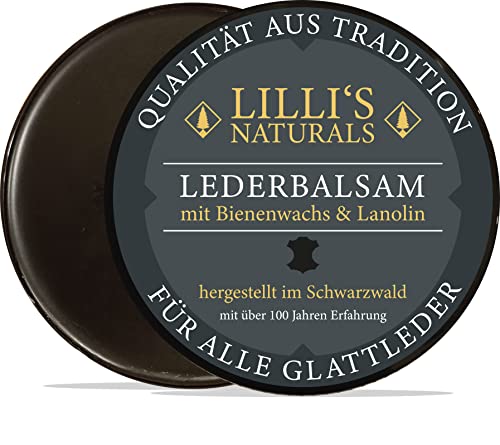 Lillis Lederpflegebalsam schwarz für Schuhe Jacken Auto Ledermöbel Sattel mit Bienenwachs und Lanolin (Wollfett) 200ml von Lilli's Naturals