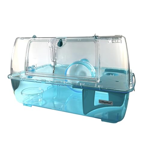 LillipHut Hamsterkäfig - Kleintier-Lebensraum mit Zubehör, langlebiges und kompaktes Design für Hamster, Rennmäuse und kleine Haustiere (Blau, geräumig) von LillipHut