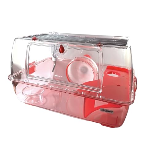 LillipHut Hamsterkäfig - Kleintier-Lebensraum mit Zubehör, langlebiges und kompaktes Design für Hamster, Rennmäuse und kleine Haustiere (Rosa, geräumig) von LillipHut