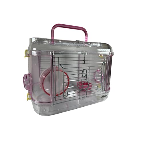 LillipHut Hamsterkäfig - Tragbarer Kleintier-Lebensraum mit Zubehör, langlebiges und kompaktes Design für Hamster, Rennmäuse und kleine Haustiere (Rosa, Mini) von LillipHut