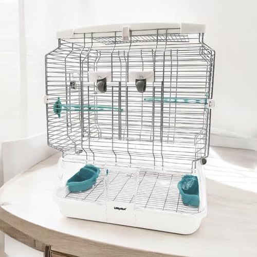 LillipHut Vogelkäfig – Metallkonstruktion, abnehmbarer Boden, mehrstufige Sitzstangen, einfache Interaktion, einfach zu reinigen, geräumig und langlebig (Türkis, klein, 1 Etage) von LillipHut