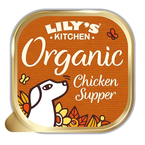 Lily's Kitchen Natürliches Nassfutter für ausgewachsene Hunde, Schale, Bio-Huhn (11 x 150g schalen) von Lily's Kitchen