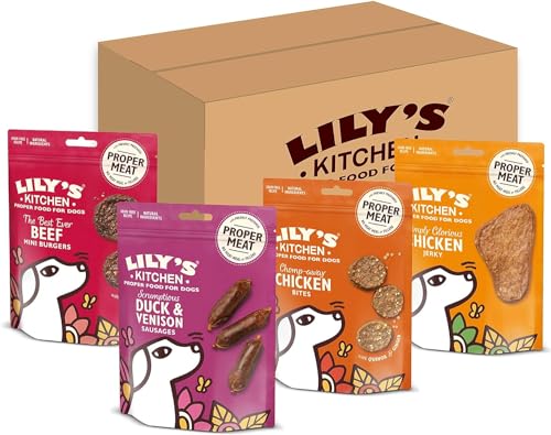Lily's Kitchen Natural Dog Treats Multipack - Rind Mini Burger, Enten- und Wildwurst, Hühnerbisse & Hühnerfleisch (8 x 70 g) von Lily's Kitchen
