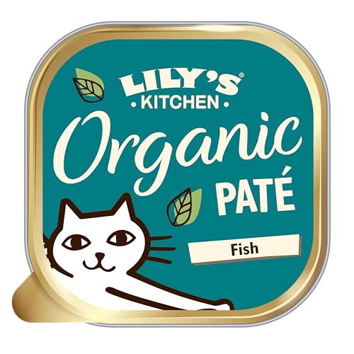 Lily's Kitchen Natürliches Pasteten-Nassfutter für ausgewachsene Katzen, Schale, mit Bio-Fisch (19 x 85g schalen) von Lily's Kitchen