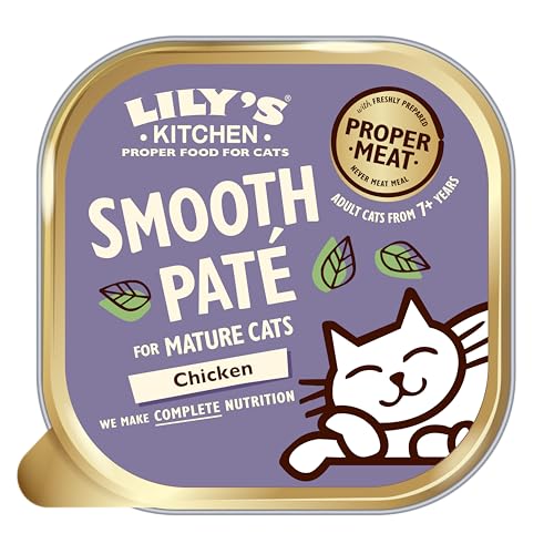 Lily's Kitchen Natürliches Pasteten-Nassfutter für ältere Katzen, Schale, getreidefreies Rezept mit Huhn (19 x 85g schalen) von Lily's Kitchen