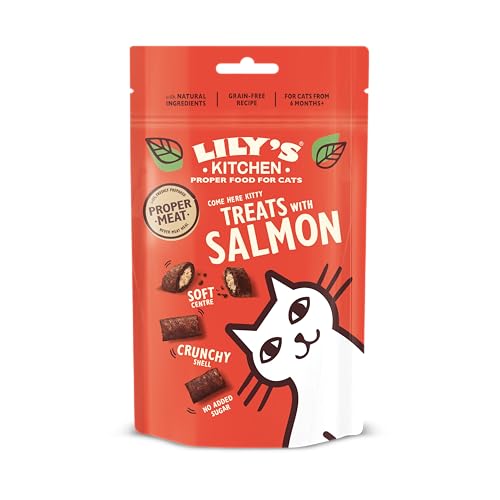 Lily’s Kitchen Mit natürlichen Zutaten hergestellt Leckerli-Packung für ausgewachsene Katzen Komm´her Kätzchen mit Lachs Getreidefreie Rezeptur 10 x 60g von Lily's Kitchen
