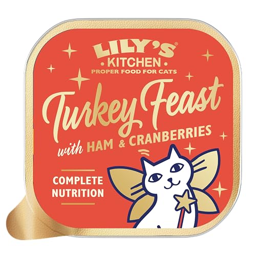 Lily’s Kitchen mit natürlichen Zutaten Weihnachtliche Pastete aus der Schale mit Truthahn und Schinken für ausgewachsene Katzen Getreidefreie Rezeptur 19x85 g von Lily's Kitchen