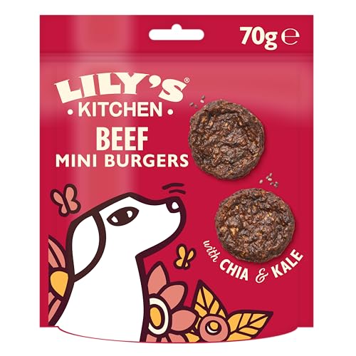 Lily’s Kitchen Mit natürlichen Zutaten hergestellt Leckerli - Packung für ausgewachsene Hunde Die allerbesten Mini-Fleischburger Getreidefreie Rezeptur 8 x 70g von Lily's Kitchen