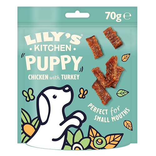 Lily's Kitchen Leckerli für Welpen – Huhn und Truthahn – hergestellt mit natürlichen Zutaten – getreidefreies Rezept (8 Packungen mit je 70 g) von Lily's Kitchen