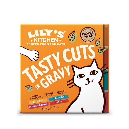 Lily’s Kitchen Nass Katzenfutter Tasty Cuts - 48er Pack (48 x 85g) Leckere Stücke in Soße mit Fleisch und Fisch Multipack von Lily's Kitchen
