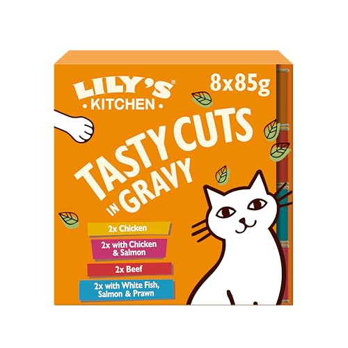 Lily’s Kitchen Nass Katzenfutter Tasty Cuts - 48er Pack (48 x 85g) Leckere Stücke in Soße mit Fleisch und Fisch Multipack von Lily's Kitchen