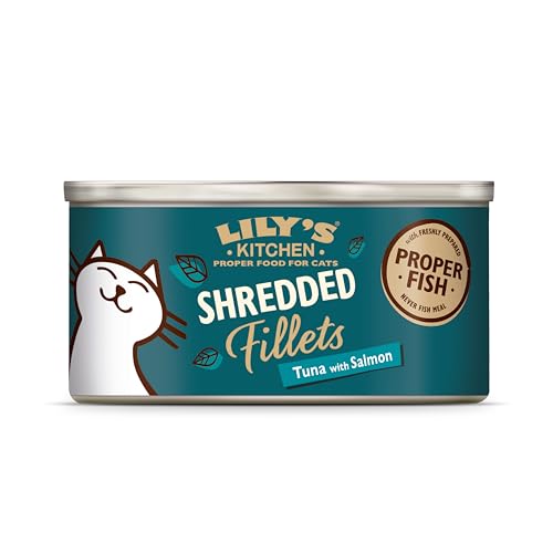 Lily’s Kitchen Nass Katzenfutter für Shredded Fillets 24er Pack (24 x 70g) Thunfisch und Lachs von Lily's Kitchen