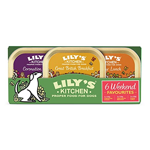 Lily's Kitchen Natürliche Nassfutterschalen für ausgewachsene Hunde, Wochenend-Favoriten, gemischte Packung, 6 x 150 g Lily's Kitchen Natürliche Nassfutterschalen für ausgewachsene Hunde, Wochenend-Favoriten, gemischte Packung, 6 x 150 g von Lily's Kitchen